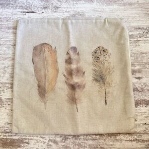 Canvas Bohemian Feather Print Pillow Case